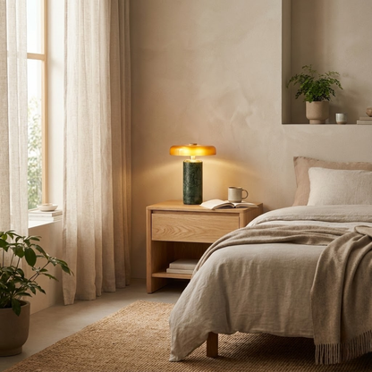 Oslo Modern Mushroom Lamp in Marble and Glass