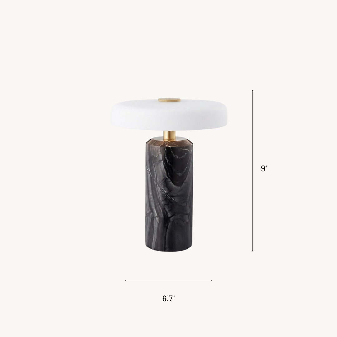 Oslo Modern Mushroom Lamp in Marble and Glass