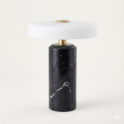 Oslo Modern Mushroom Lamp in Marble and Glass