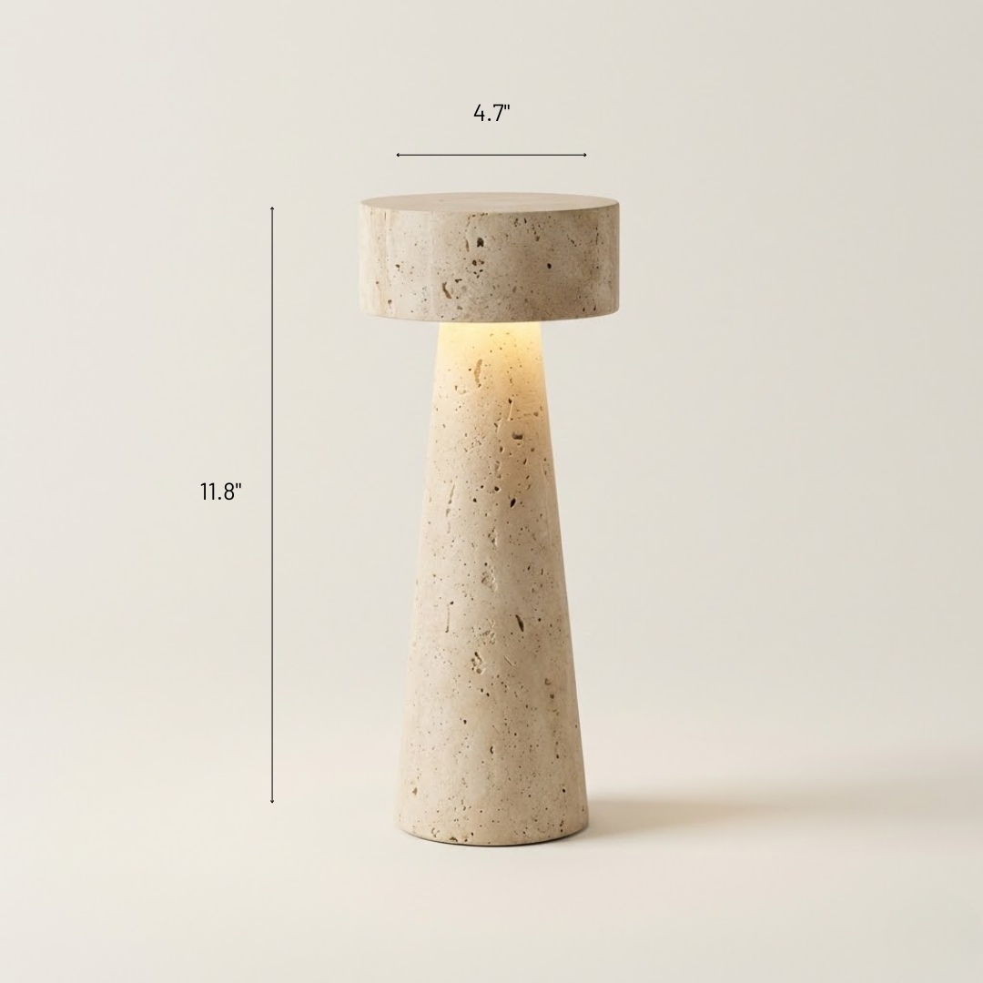 Palermo All-Travertine Cylinder Table Lamp