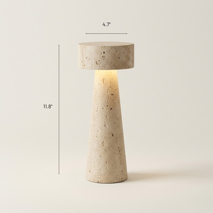 Palermo All-Travertine Cylinder Table Lamp