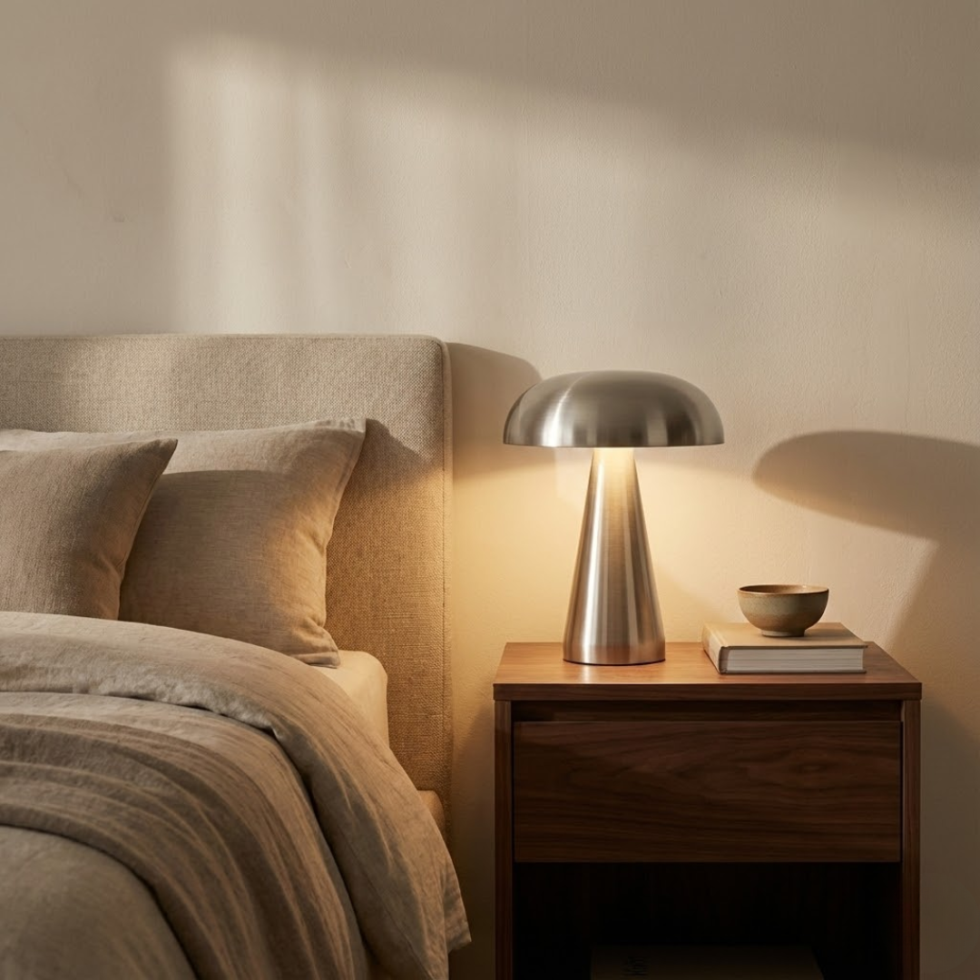 Portofino Cordless Gold Mushroom Table Lamp