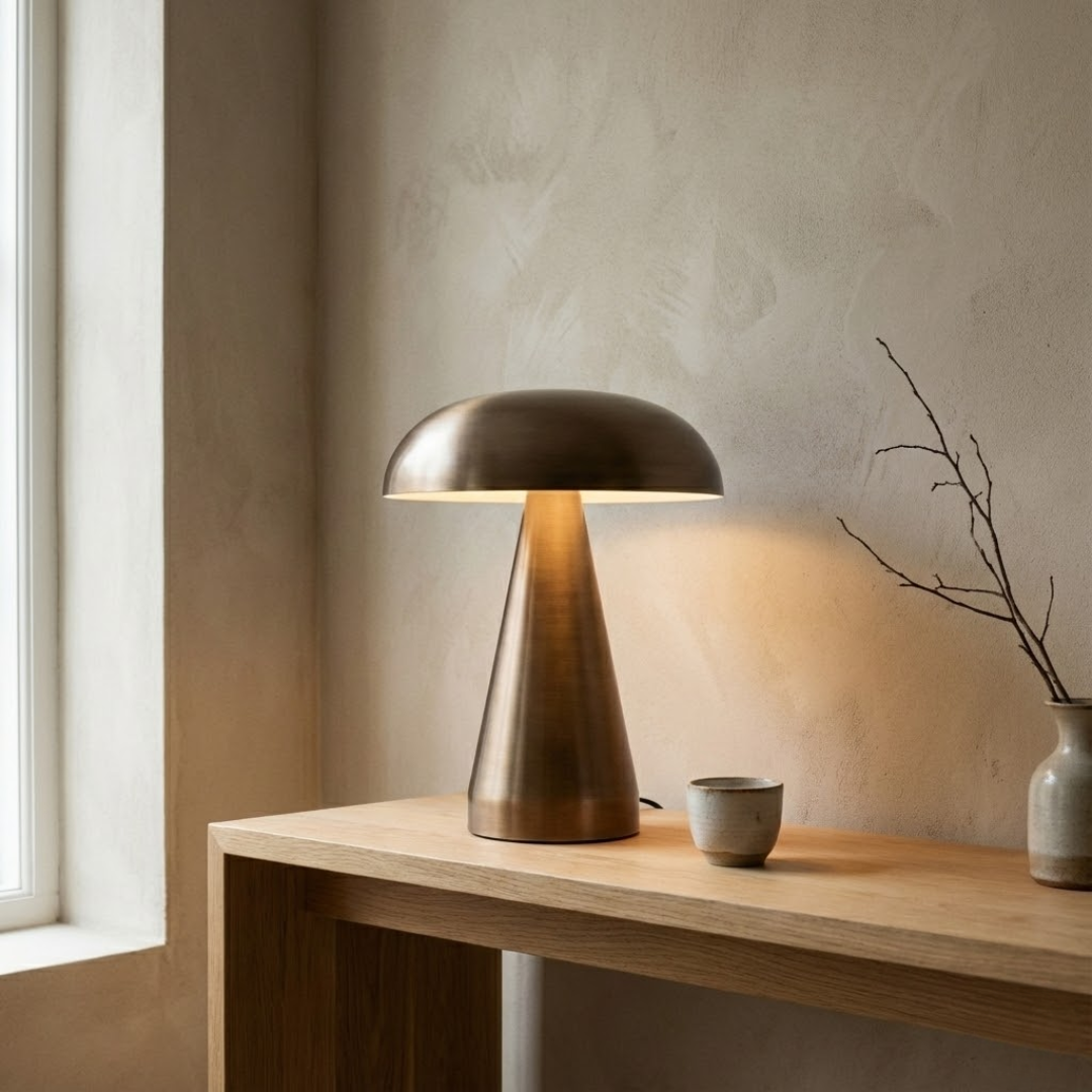 Portofino Cordless Gold Mushroom Table Lamp