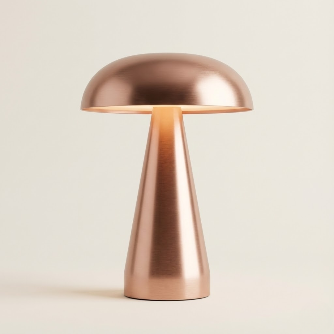 Portofino Cordless Gold Mushroom Table Lamp
