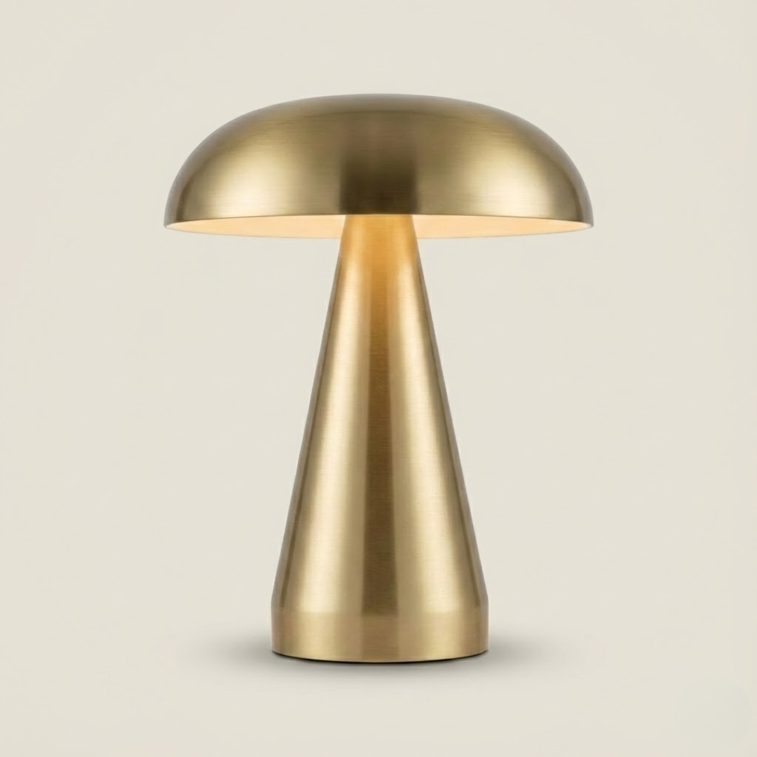 Portofino Cordless Gold Mushroom Table Lamp