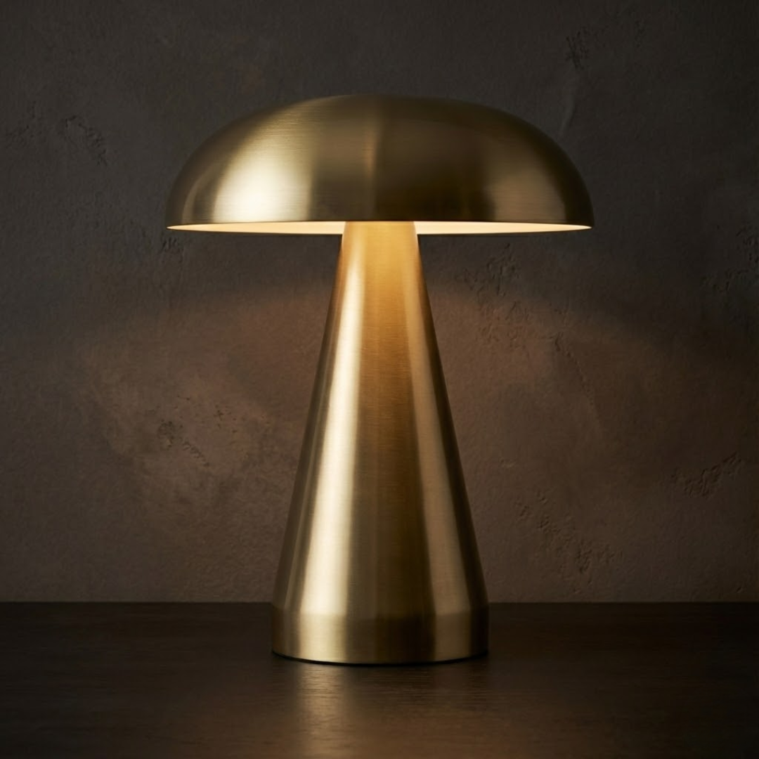 Portofino Cordless Gold Mushroom Table Lamp
