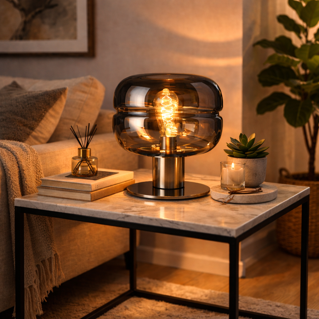 Reykjavik Nordic Glass Sculpture Bedside Lamp