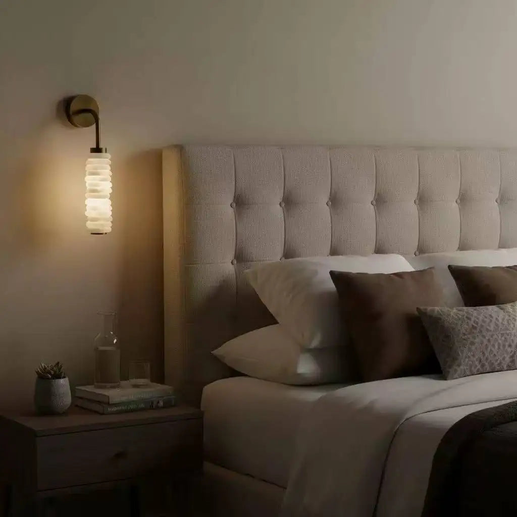 Roca Natural Marble and Steel Wall Lamp