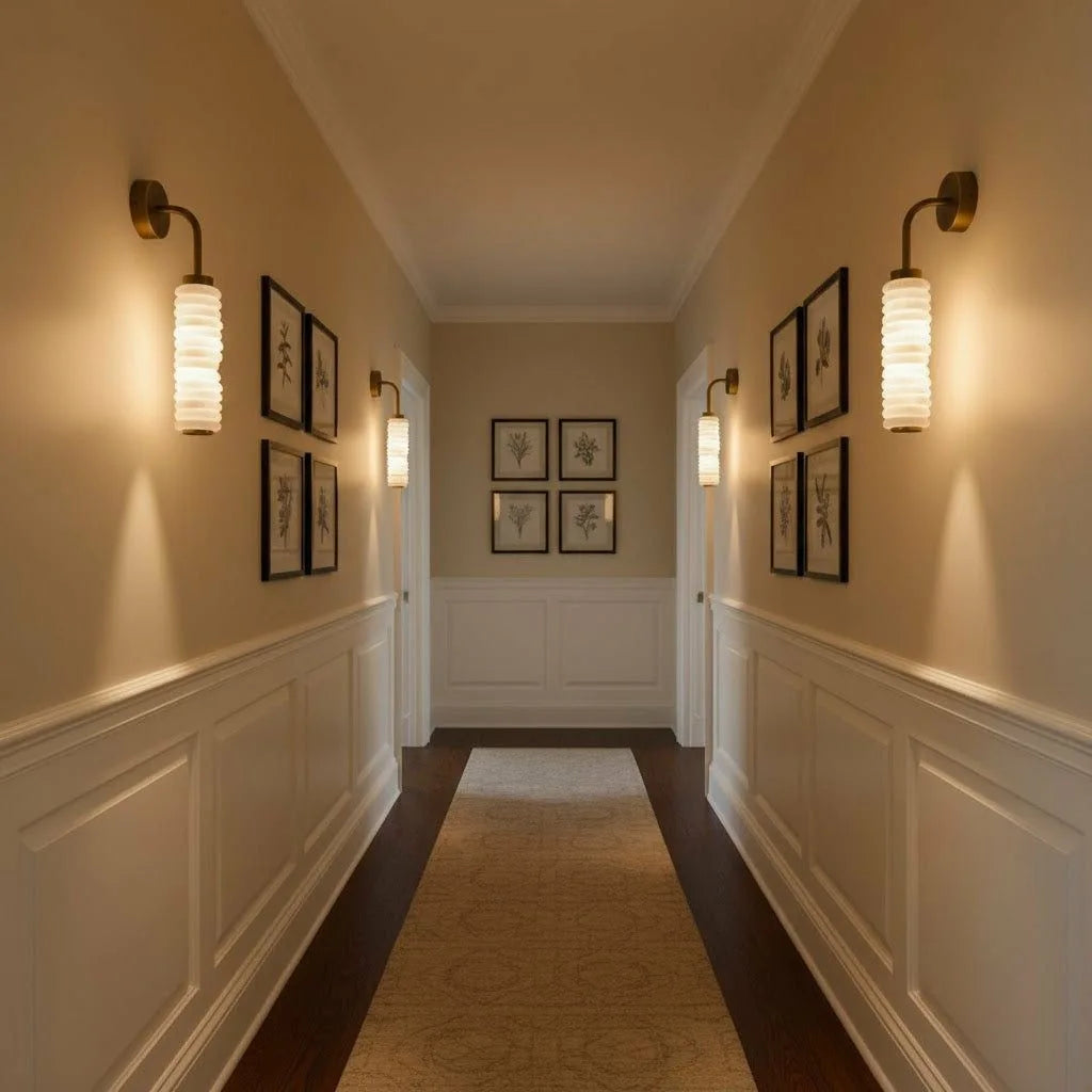 Roca Natural Marble and Steel Wall Lamp