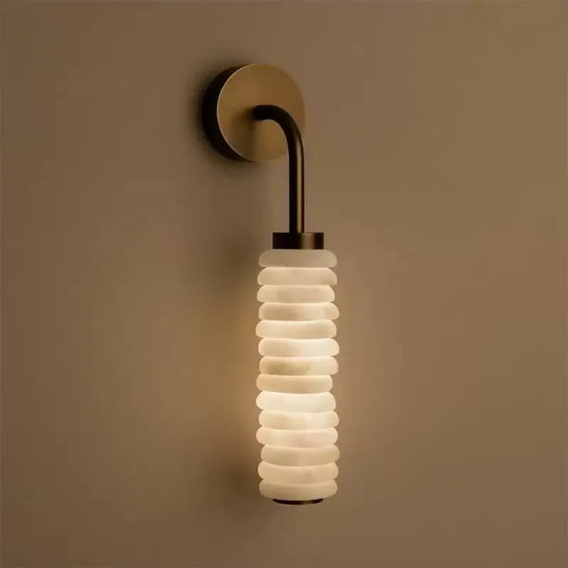 Roca Natural Marble and Steel Wall Lamp