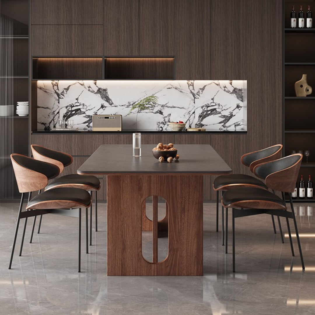 Rouen American Mid-Century Solid Wood Dining Table