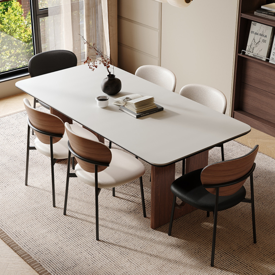 Rouen American Mid-Century Solid Wood Dining Table White