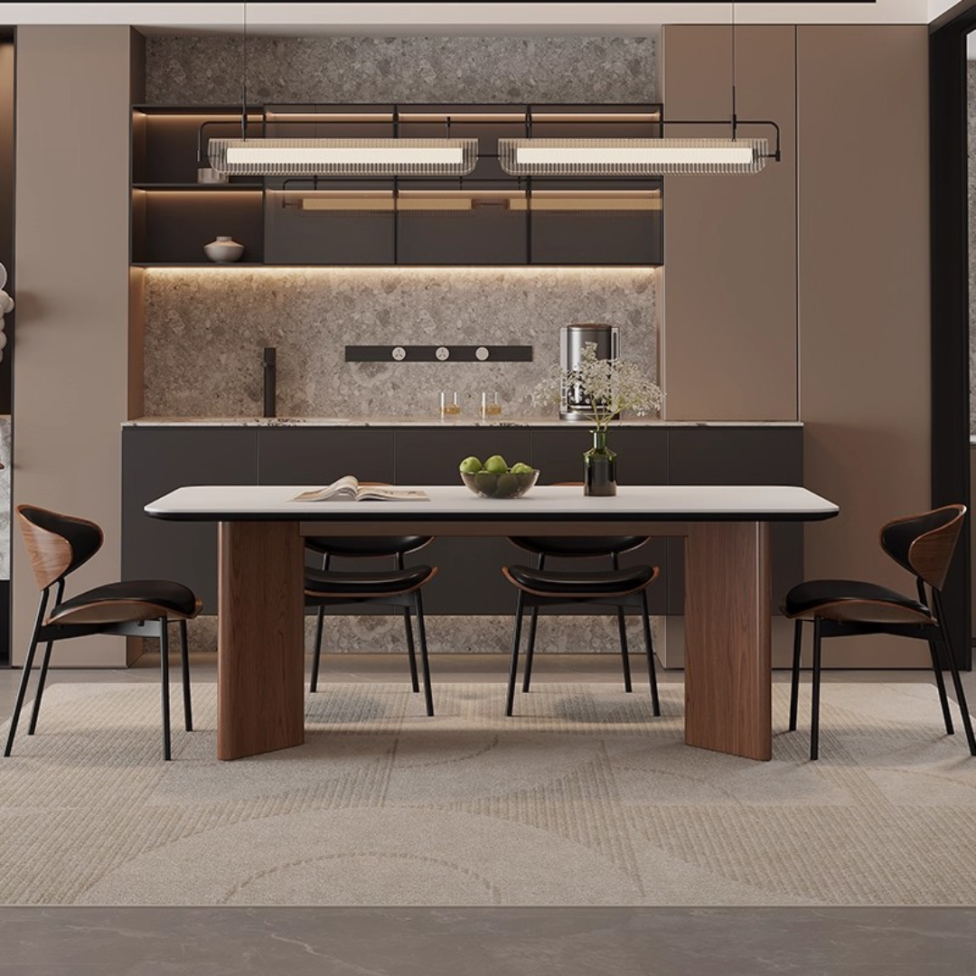 Rouen American Mid-Century Solid Wood Dining Table White