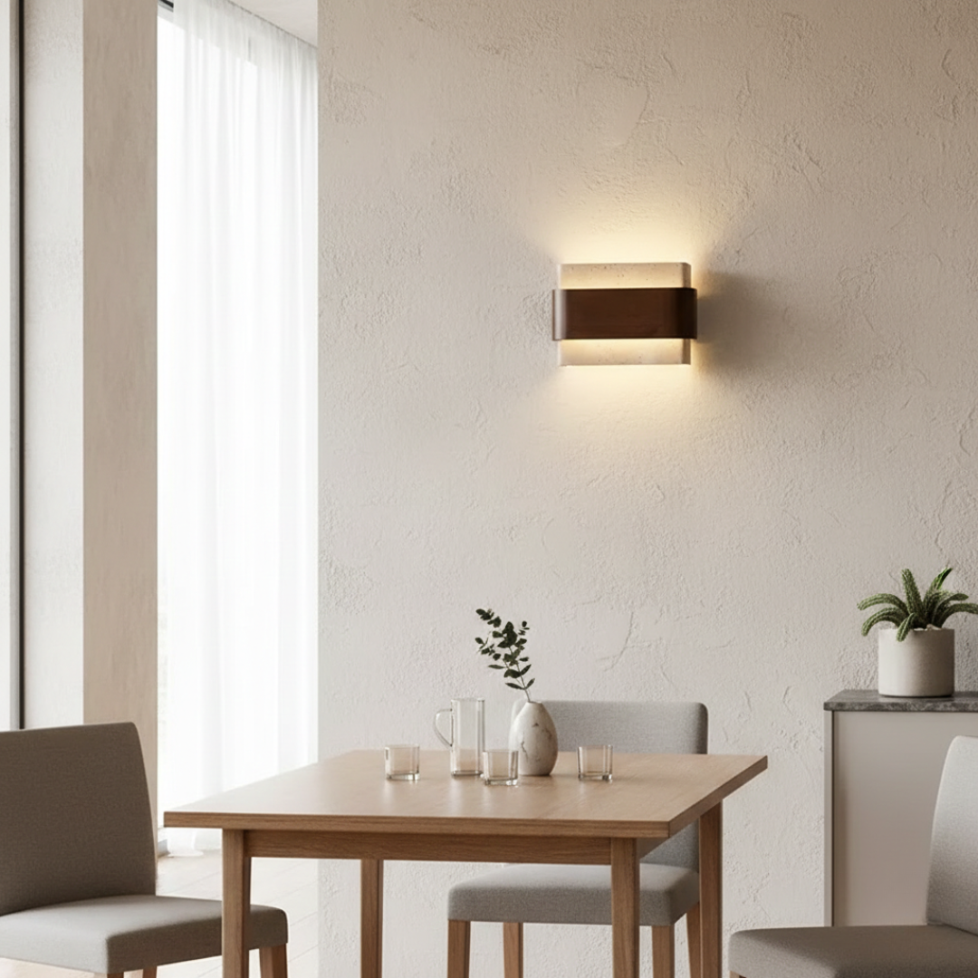 Ruvo Marble & Solid Wood Wall Lamp
