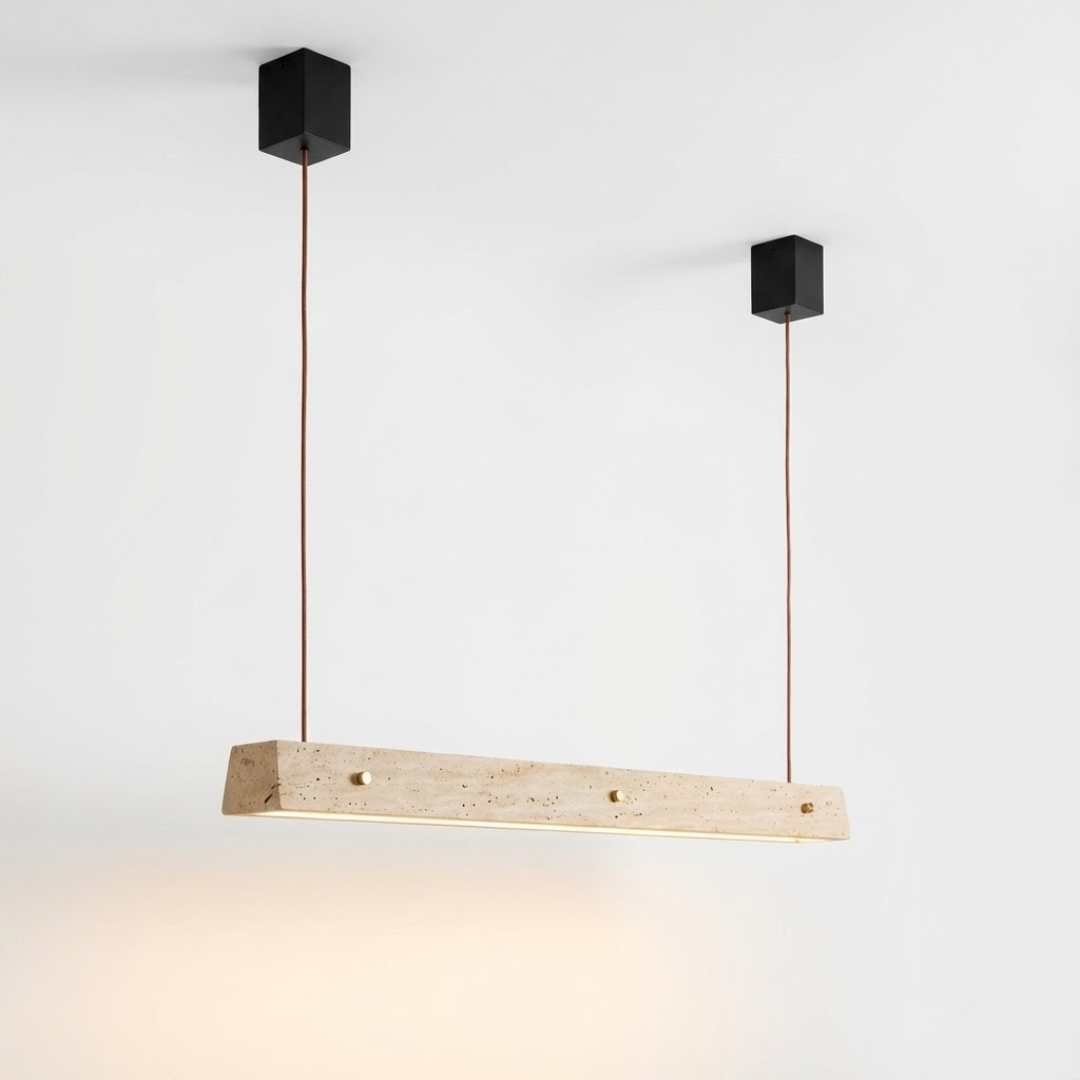 Sado Travertine Stone Linear Pendant Light