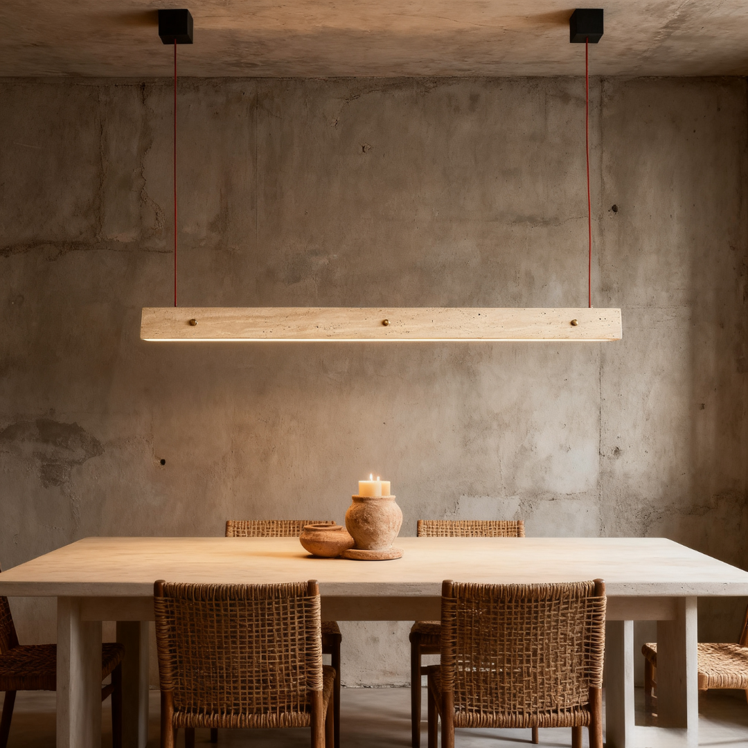 Sado Travertine Stone Linear Pendant Light