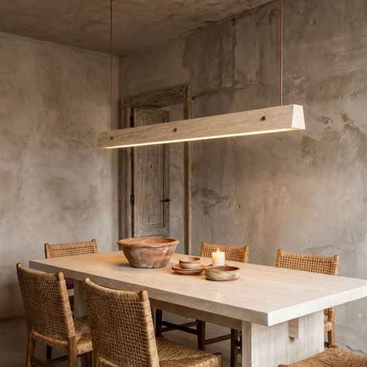 Sado Travertine Stone Linear Pendant Light