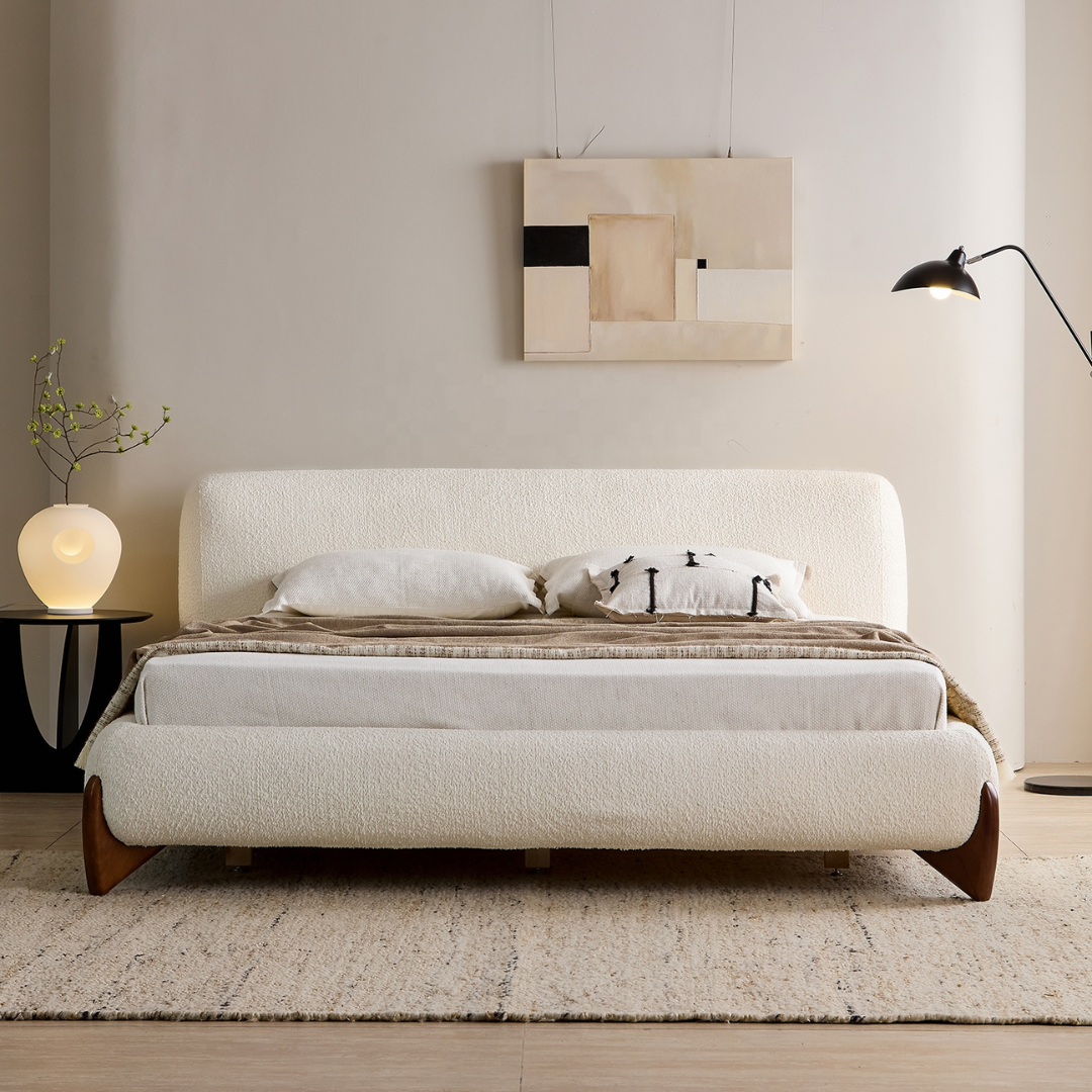Siena Nordic Teddy Velvet Upholstered Bed with Wood Frame