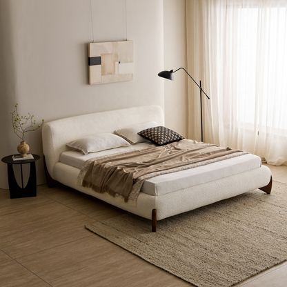 Siena Nordic Teddy Velvet Upholstered Bed with Wood Frame