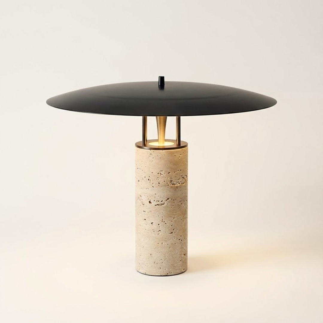 Siena Travertine Marble Mushroom Table Lamp
