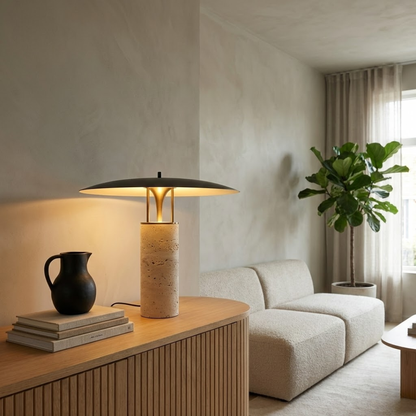Siena Travertine Marble Mushroom Table Lamp
