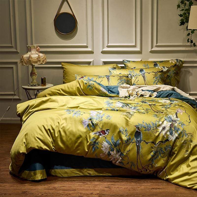 Tranquility Yellow Duvet Cover Set (Long-staple Sateen Cotton)