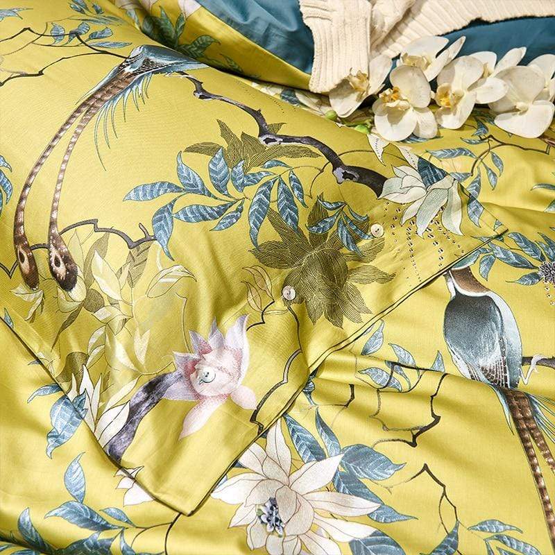 Tranquility Yellow Duvet Cover Set (Long-staple Sateen Cotton)