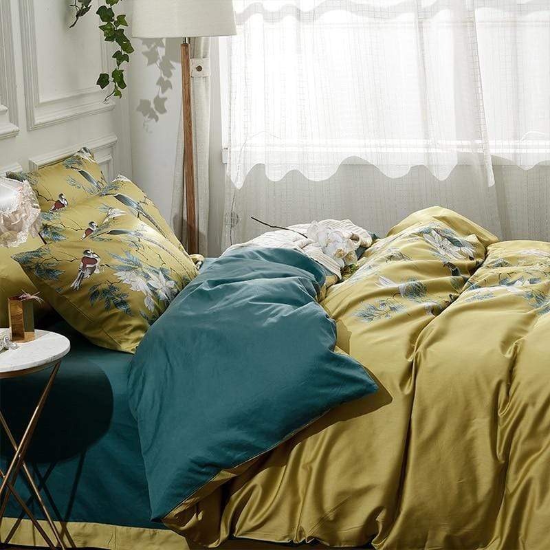Tranquility Yellow Duvet Cover Set (Long-staple Sateen Cotton)
