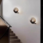 Smoke Grey Glass and Iron Wall Lamp