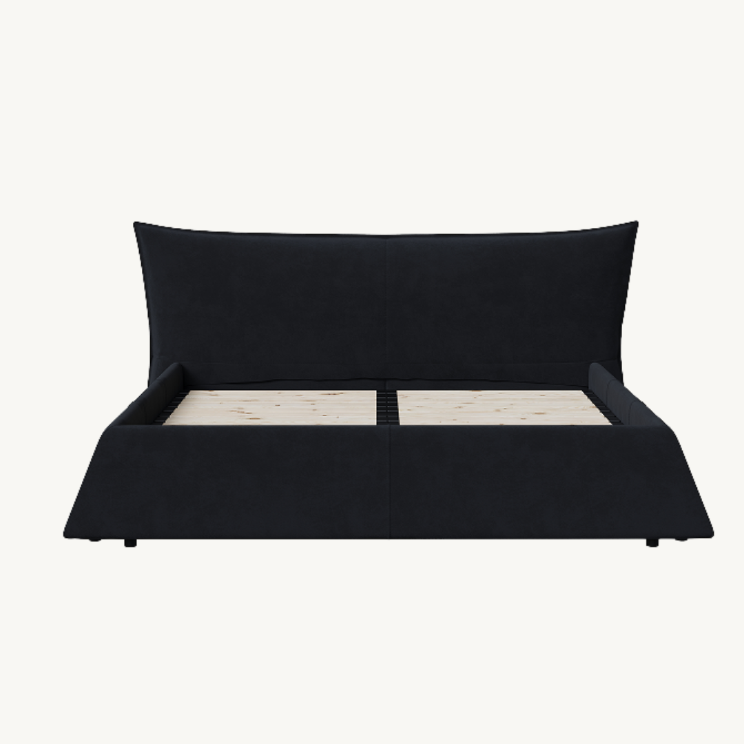 Helsinki Modern Convertible Queen Platform Bed with Velvet Headboard