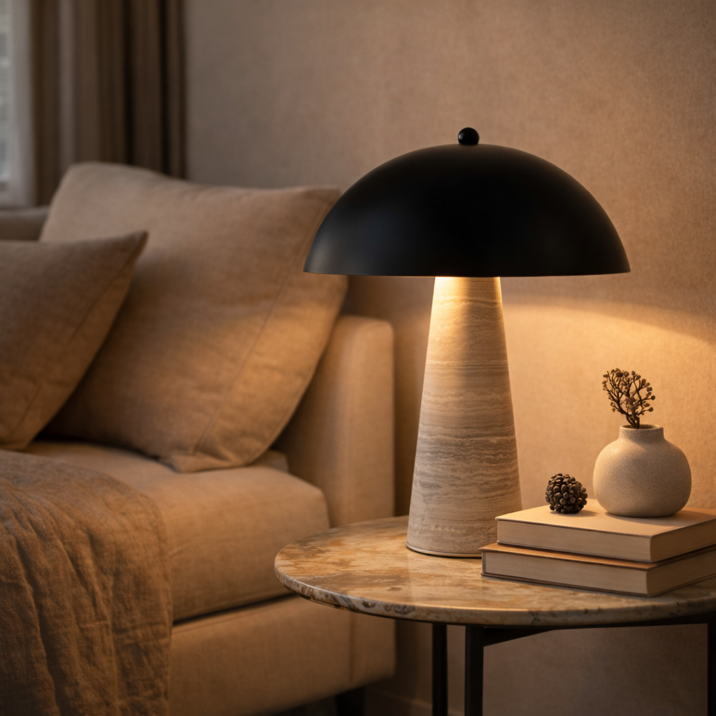Stockholm Nordic Marble & Steel Touch Table Lamp