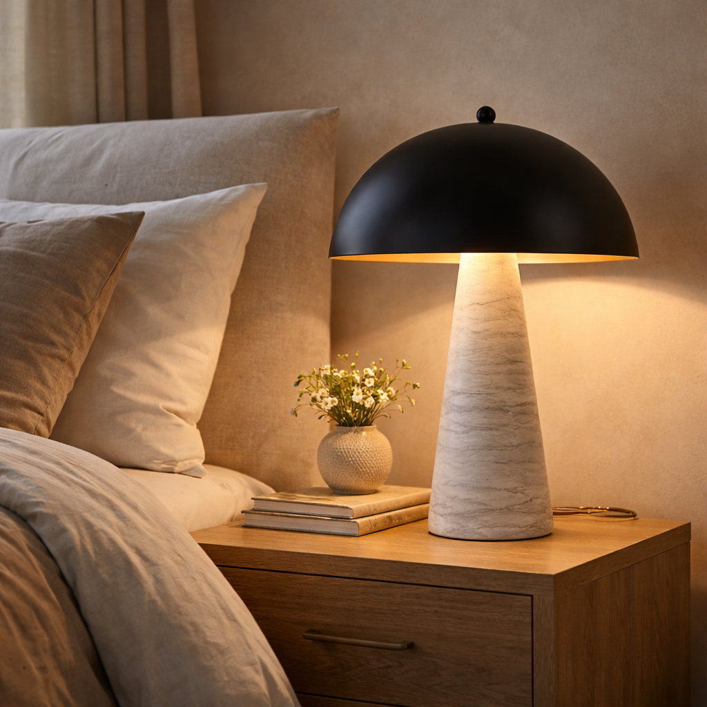 Stockholm Nordic Marble & Steel Touch Table Lamp