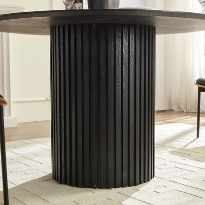 Torino Mid-Century Round Dining Table in Black