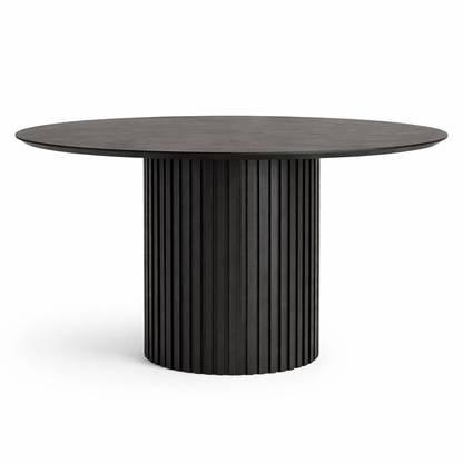Torino Mid-Century Round Dining Table in Black