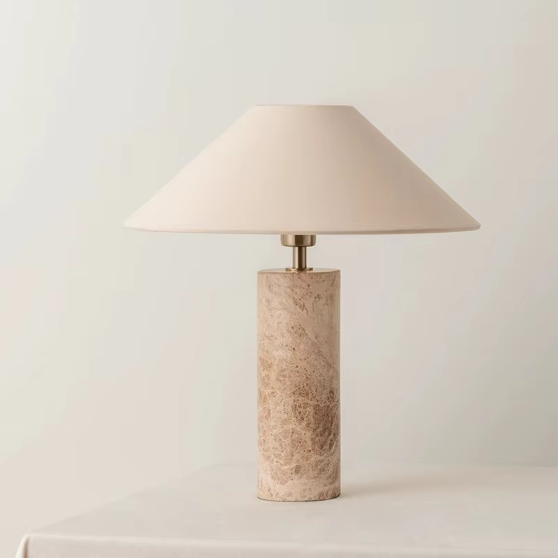 Toscana Vintage Travertine Table Lamp with Fabric Shade