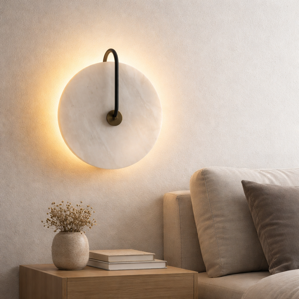 Uppsala Nordic Marble Circular Wall Sconce