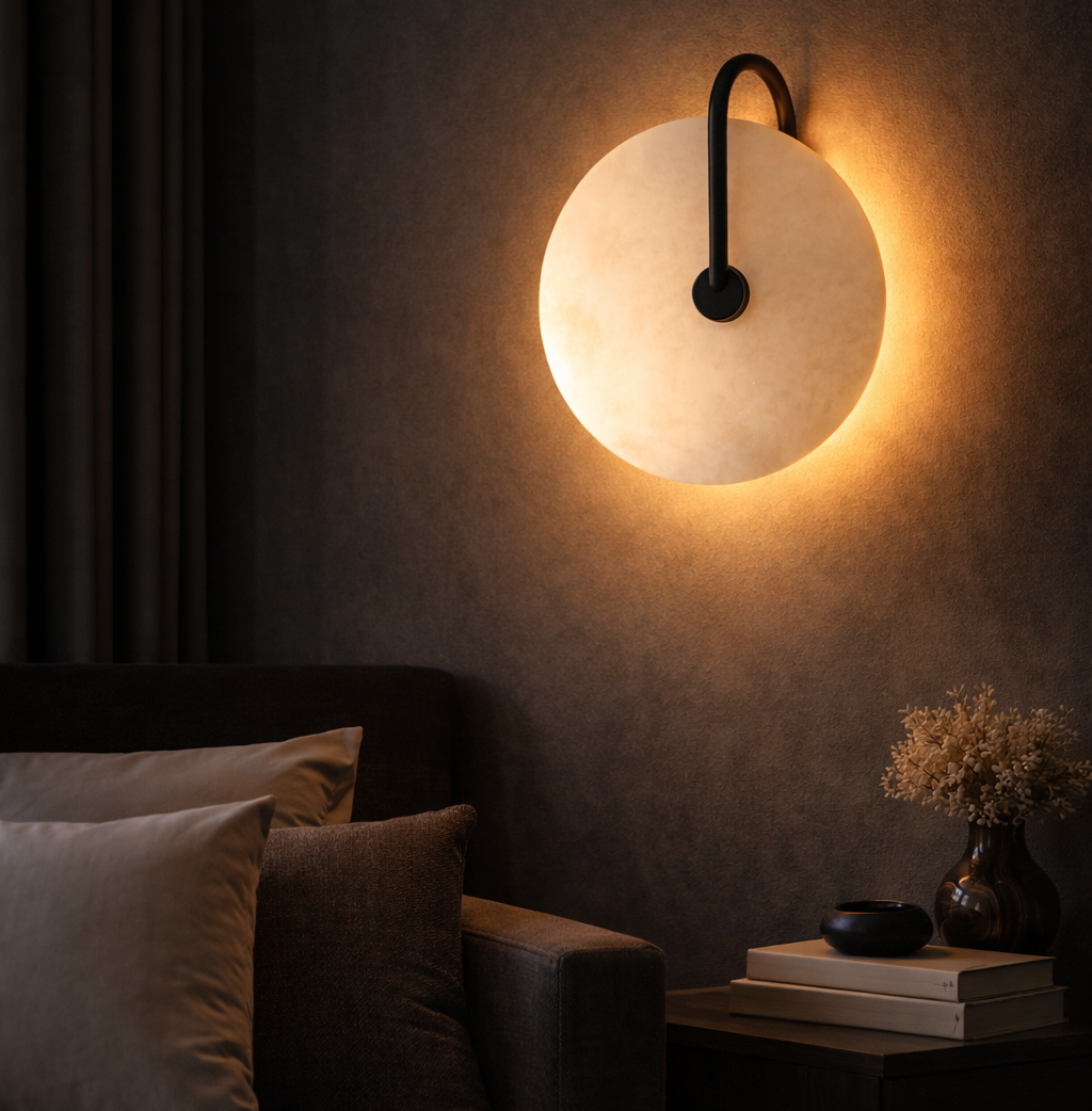 Uppsala Nordic Marble Circular Wall Sconce