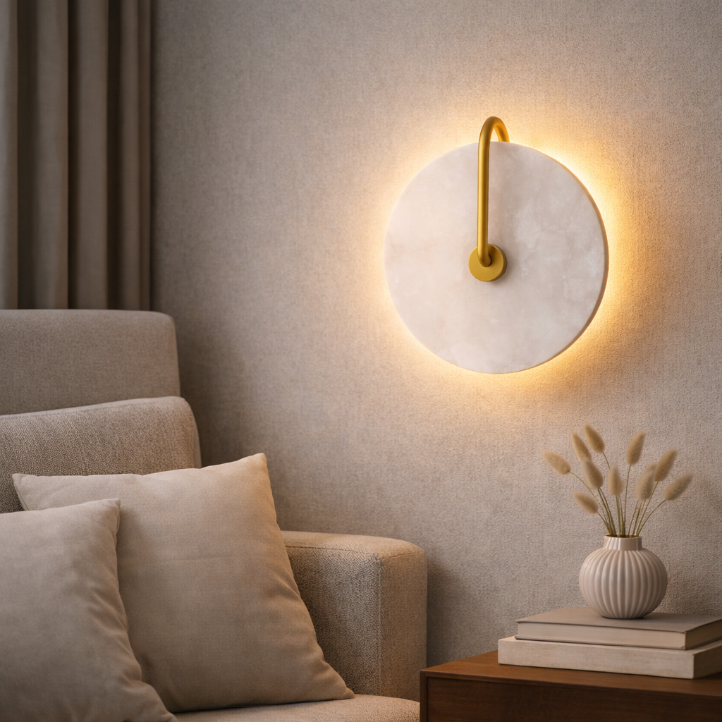 Uppsala Nordic Marble Circular Wall Sconce