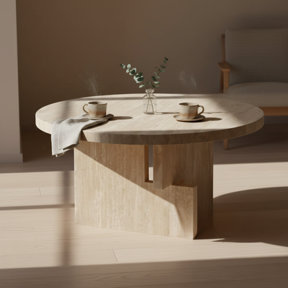 Valencia Modern Travertine Round Dining Table