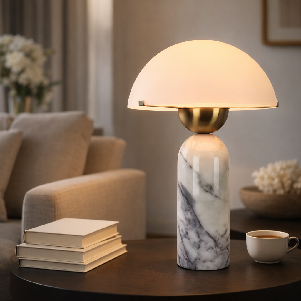 Vicenza Postmodern Luxury Marble & Glass Table Lamp