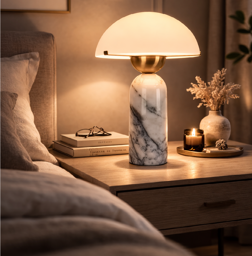 Vicenza Postmodern Luxury Marble & Glass Table Lamp