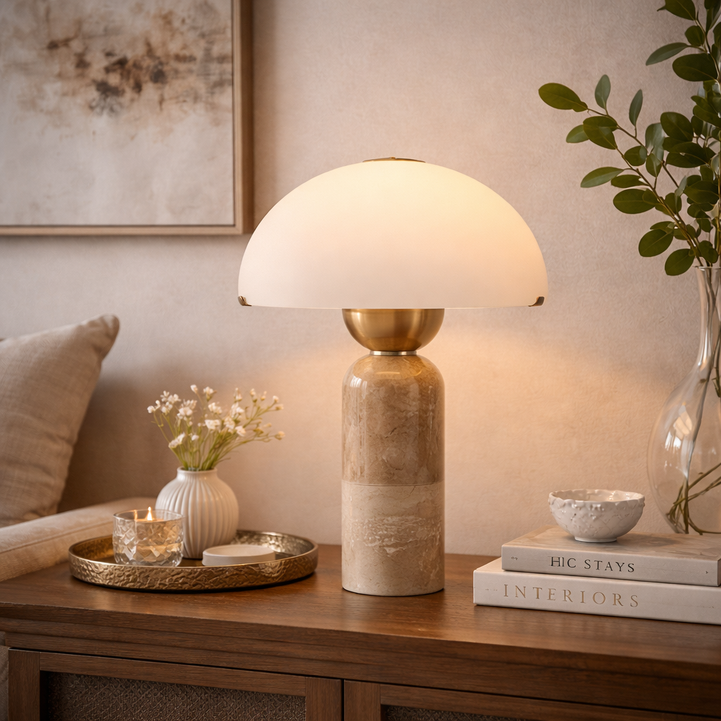 Vicenza Postmodern Luxury Marble & Glass Table Lamp