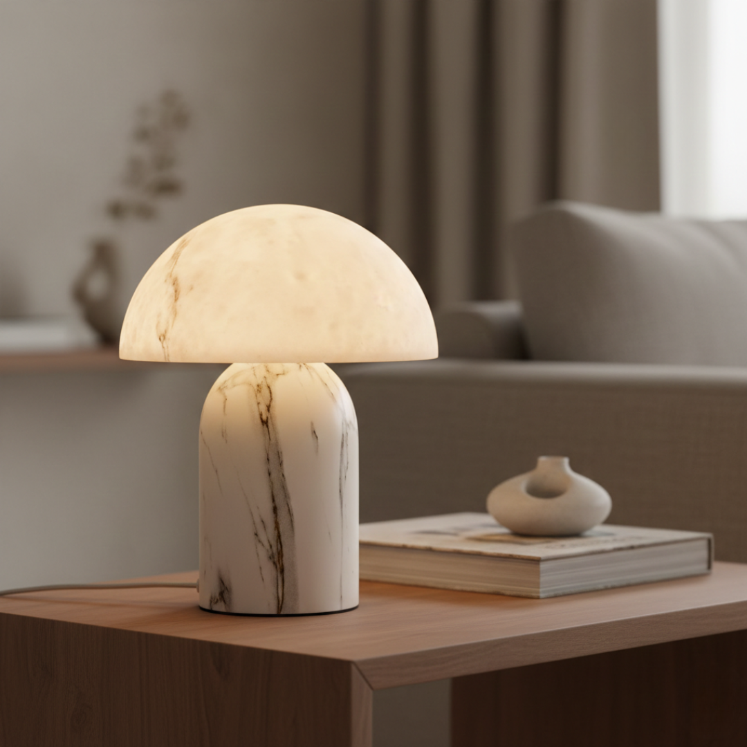 Wabi-Sabi Marble Mushroom Floor Lamp