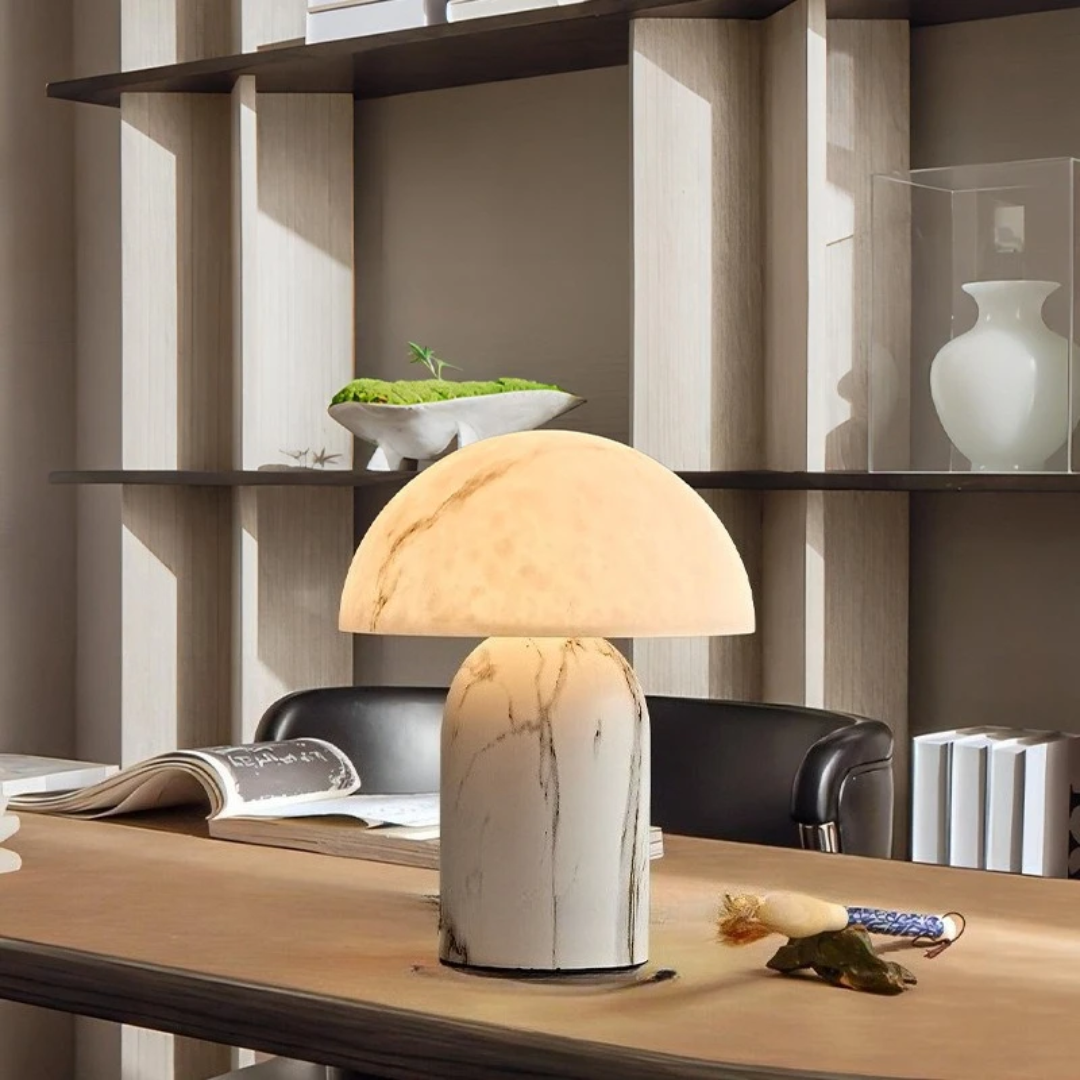 Wabi-Sabi Marble Mushroom Floor Lamp