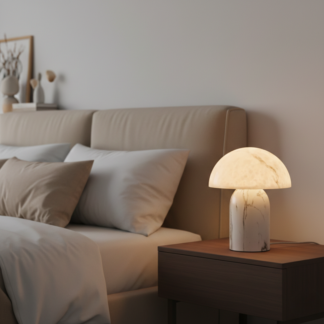 Wabi-Sabi Marble Mushroom Floor Lamp