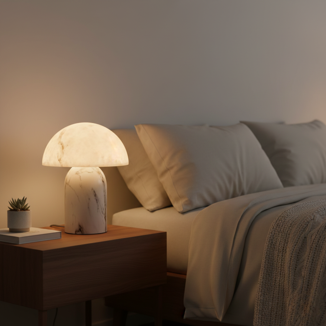 Wabi-Sabi Marble Mushroom Floor Lamp