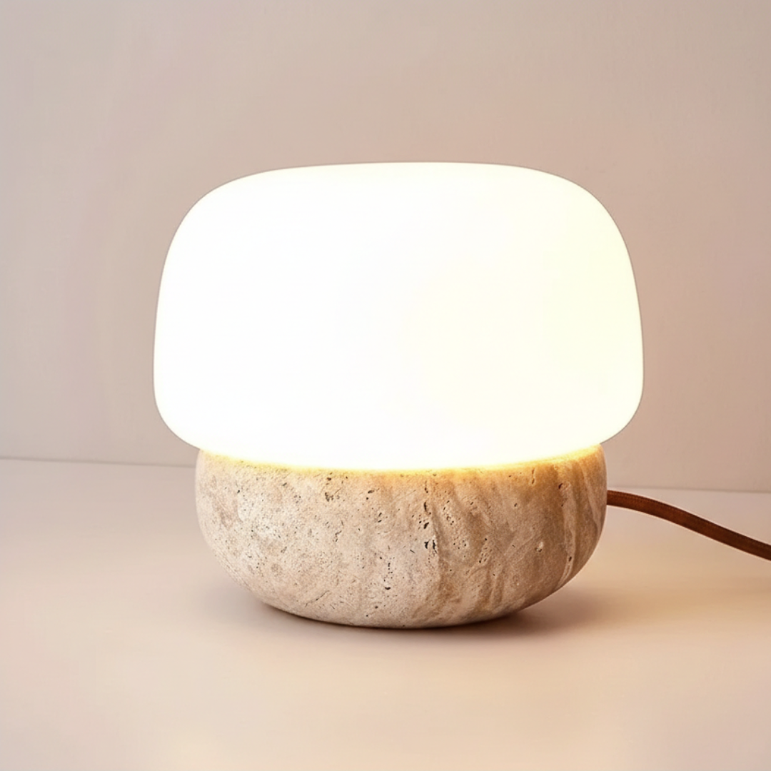 Wabi-Sabi Stone Mushroom Bedside Lamp