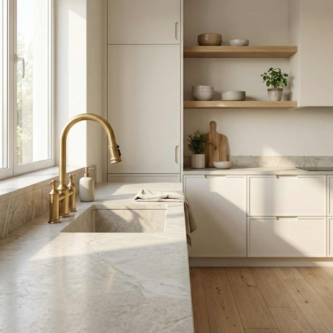 Westminster Brushed Gold Bridge Kitchen Faucet