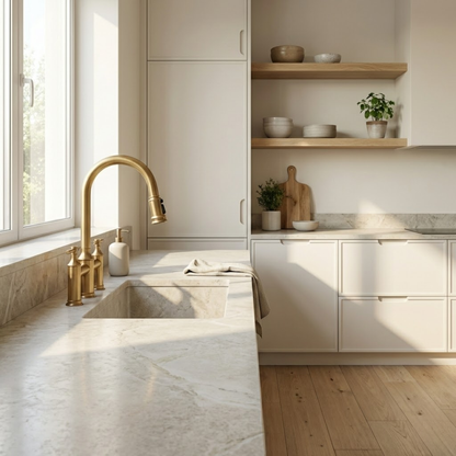 Westminster Brushed Gold Bridge Kitchen Faucet