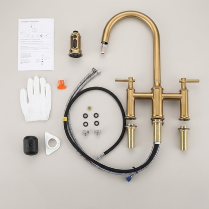 Westminster Brushed Gold Bridge Kitchen Faucet